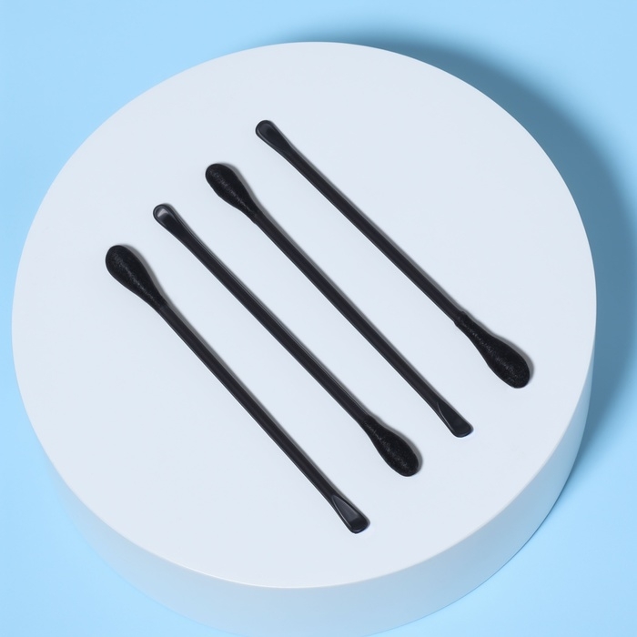 Ватные палочки, двусторонние, с ухочисткой, 100 шт, в пластиковом органайзере, цвет чёрный Ватные палочки, двусторонние, с ухочисткой, 100 шт, в пластиковом органайзере, цвет чёрный