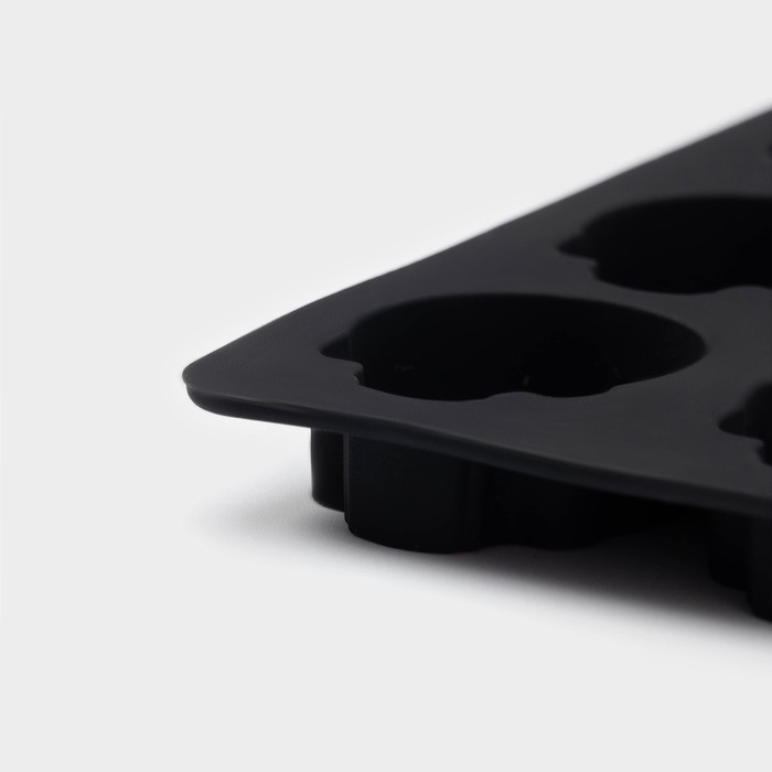 Форма для конфет и шоколада Доляна «Череп», силикон, 21,5×7,8×1,3 см, 10 ячеек (3,2×2,9 см), цвет чёрный Форма для конфет и шоколада Доляна «Череп», силикон, 21,5×7,8×1,3 см, 10 ячеек (3,2×2,9 см), цвет чёрный