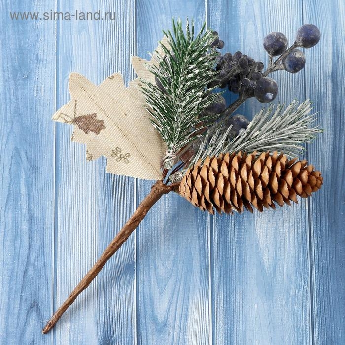 Декор  Декор "Зимнее очарование" шишка черника хвоя, 18 см