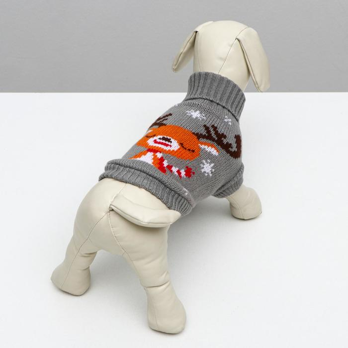 Свитер  Свитер "Олень на сером", 2XL (ДС 41, ОШ 41, ОГ 36-60 см)