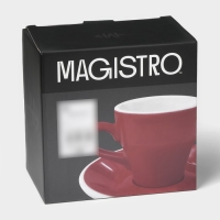 Кофейная пара фарфоровая Magistro Coffee time, 2 предмета: чашка 280 мл, блюдце d=15,5 см, цвет красный