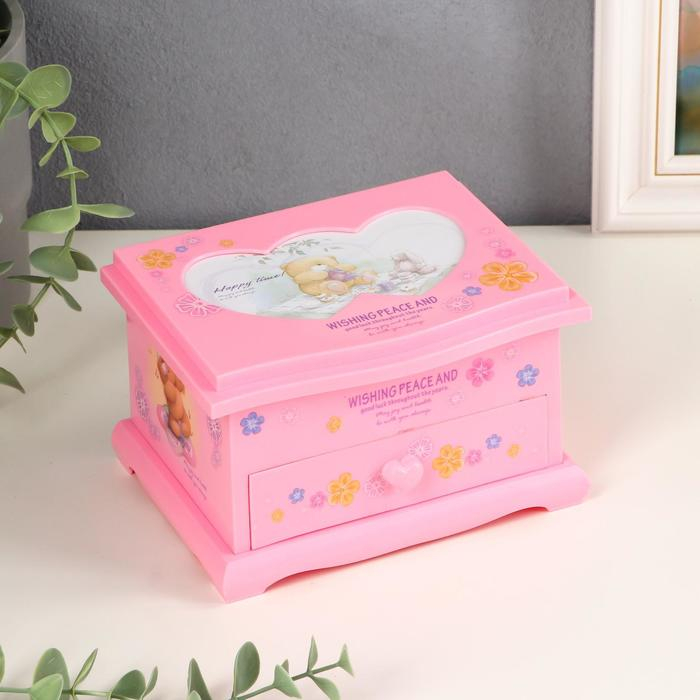 Шкатулка музыкальная Шкатулка музыкальная "Тумбочка розовая мишки" 14,5х9х10,8 см