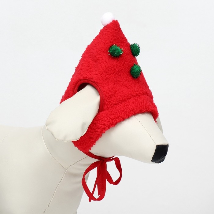 Новый год. Шапка для животных  Новый год. Шапка для животных "Колпак", размер L(ОМ 20 см, длина 20 см), красный