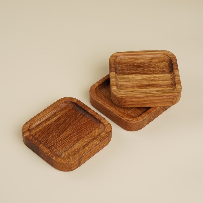 Набор тарелок - подставок из дуба Sima-Land Home, 10×10×2 см, 3 шт Набор тарелок - подставок из дуба Sima-Land Home, 10×10×2 см, 3 шт