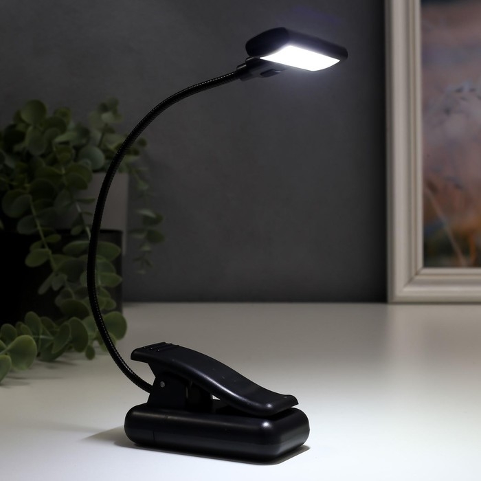 Лампа для чтения на прищепке 16430/1 LED от батареек 3ААА черный 7х4,5х31 см RISALUX Лампа для чтения на прищепке 16430/1 LED от батареек 3ААА черный 7х4,5х31 см RISALUX