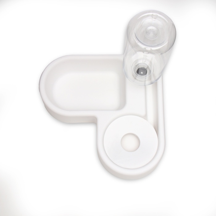 Миска двойная с автопоилкой (съёмная бутылка) 28 х 23 х 20,5 см, белая Миска двойная с автопоилкой (съёмная бутылка) 28 х 23 х 20,5 см, белая