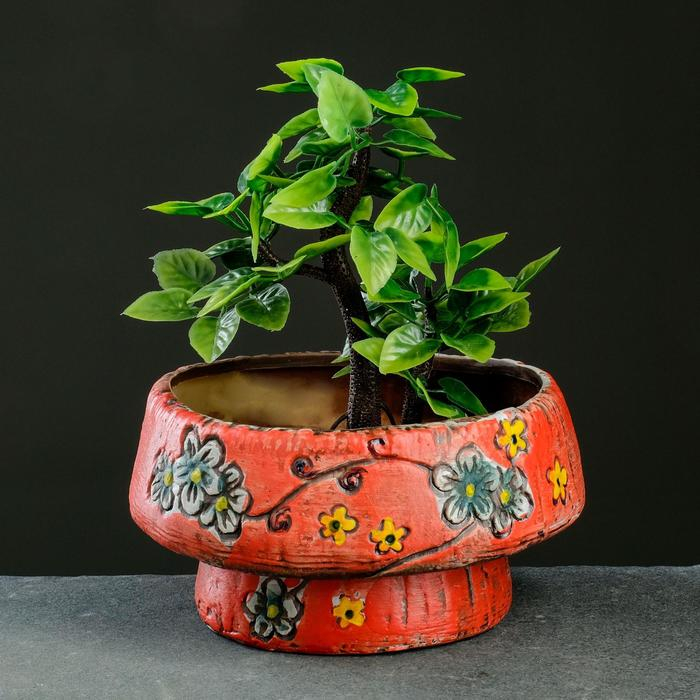 Горшок Горшок "Ветви" красный, 13,5*13,5*5,5 см