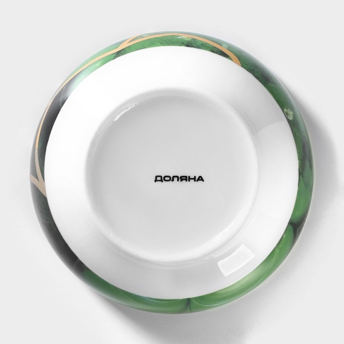 Салатник фарфоровый Доляна «Малахитовая шкатулка», 600 мл, d=15,5 см, цвет зелёный
