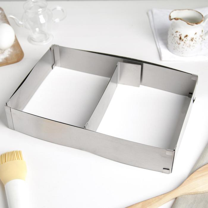 Форма для выкладки и выпечки с регулировкой размера, 18,5&times;28 - 34&times;54 см, высота 5 см, цвет серебристый