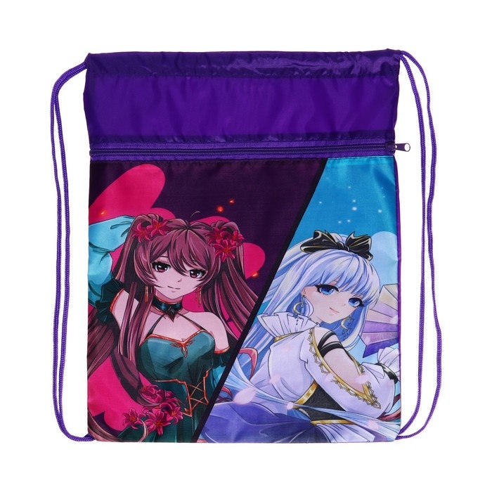 Мешок для обуви с карманом 420 х 340 мм, Calligrata МСО-7С, (мягкий полиэстер, плотность 210D)  Мешок для обуви с карманом 420 х 340 мм, Calligrata МСО-7С, (мягкий полиэстер, плотность 210D) "Аниме"