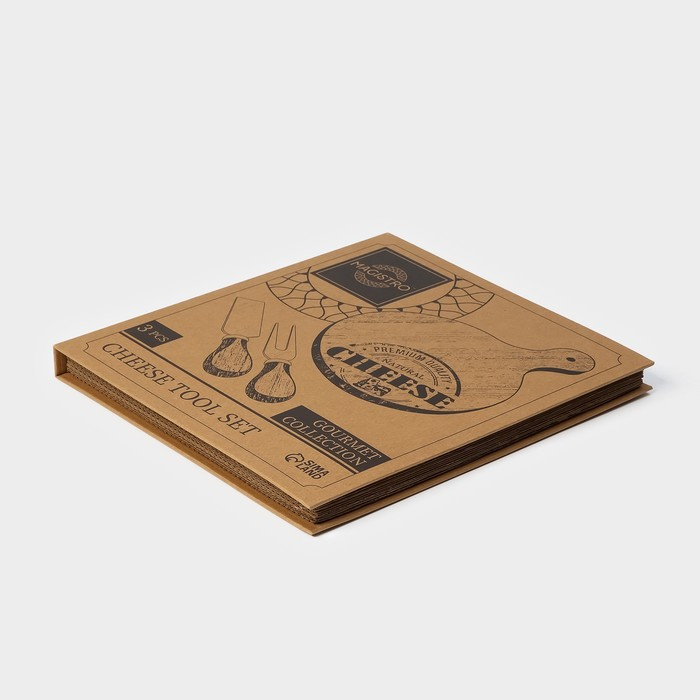 Набор для подачи сыра Magistro Shape, 2 ножа, доска, акация Набор для подачи сыра Magistro Shape, 2 ножа, доска, акация
