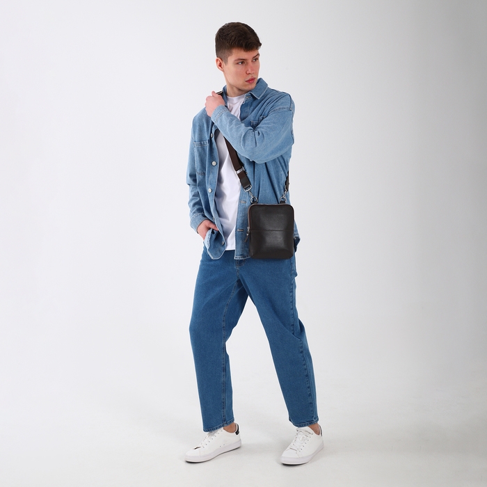 Сумка мужская TEXTURA, через плечо, натуральная кожа, цвет тёмно-коричневый Сумка мужская TEXTURA, через плечо, натуральная кожа, цвет тёмно-коричневый