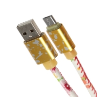 Кабель Luazon, microUSB - USB, 2.4 A, 1 м, оплётка экокожа, разноцветный