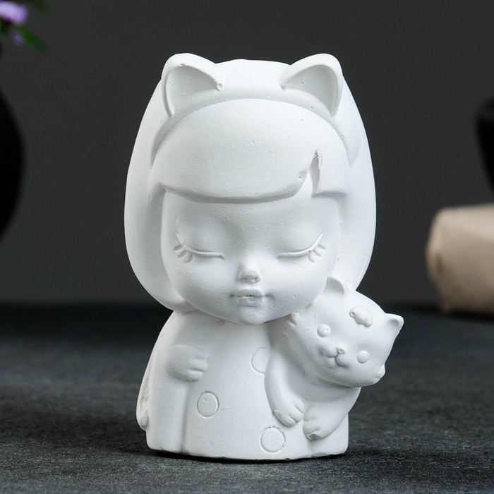 Кашпо - органайзер  Кашпо - органайзер "Девочка с ушками" белая, 7,5х12х7,5см