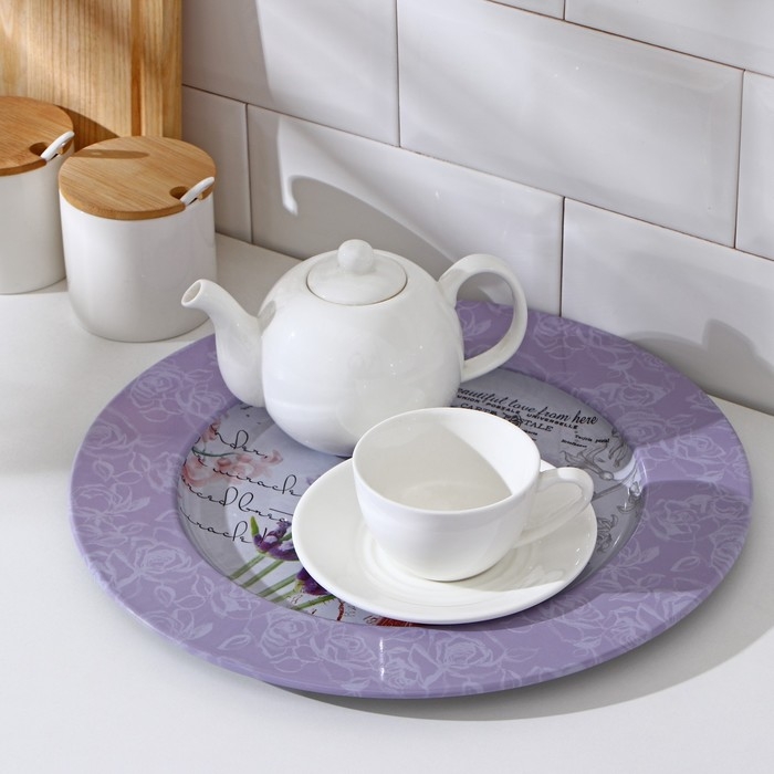 Поднос «Лаванда», d=33 см, металлический Поднос «Лаванда», d=33 см, металлический