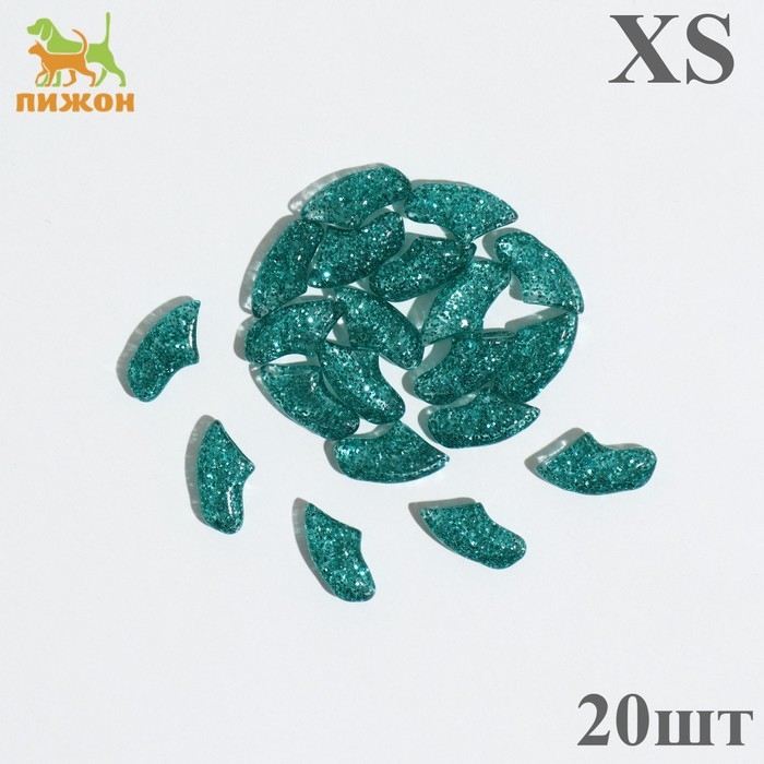 Когти накладные Когти накладные "Антицарапки" (20 шт), размер XS, изумрудные с блестками