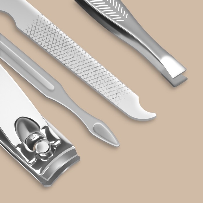 Набор маникюрный, 6 предметов, в футляре, цвет красный Набор маникюрный, 6 предметов, в футляре, цвет красный