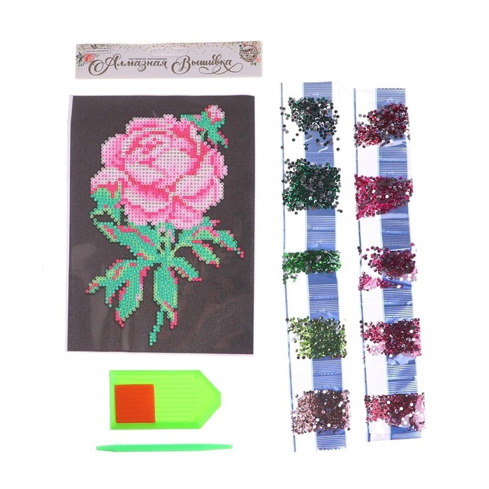 Алмазная мозаика с частичным заполнением на холсте «Цветок», 15 х 21 см