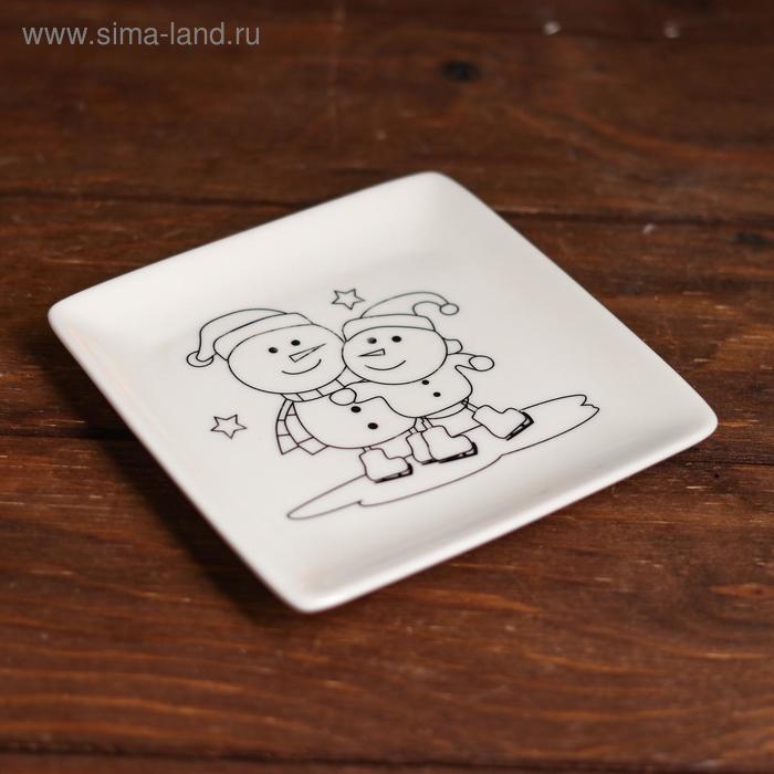 Набор тарелка под раскраску «Снеговички» краска 3 цв по 2 мл, кисть Набор тарелка под раскраску «Снеговички» краска 3 цв по 2 мл, кисть