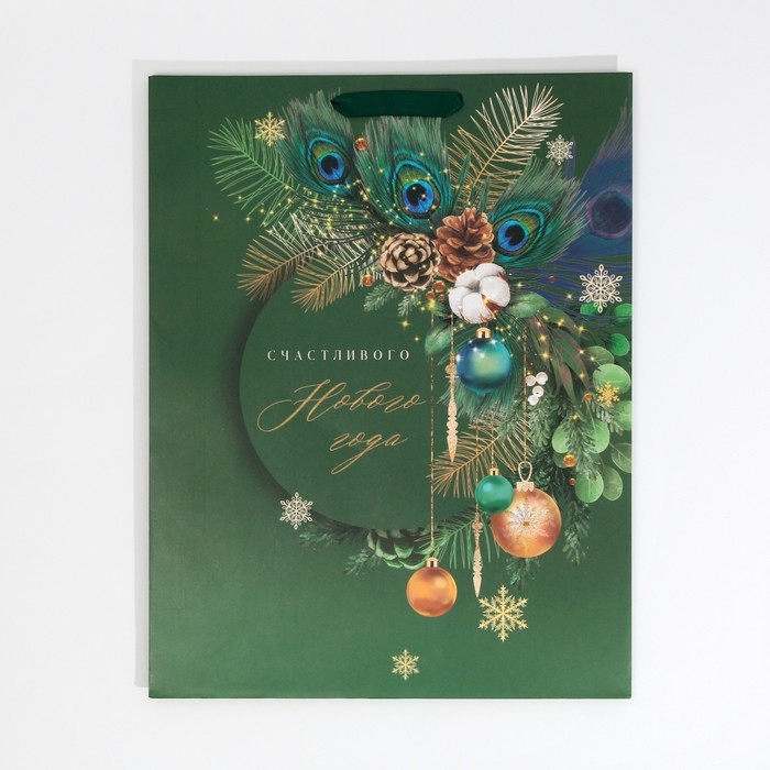 Пакет подарочный новогодний ламинированный «Малахит», L 31 х 40 х 11,5 см, Новый год Пакет подарочный новогодний ламинированный «Малахит», L 31 х 40 х 11,5 см, Новый год