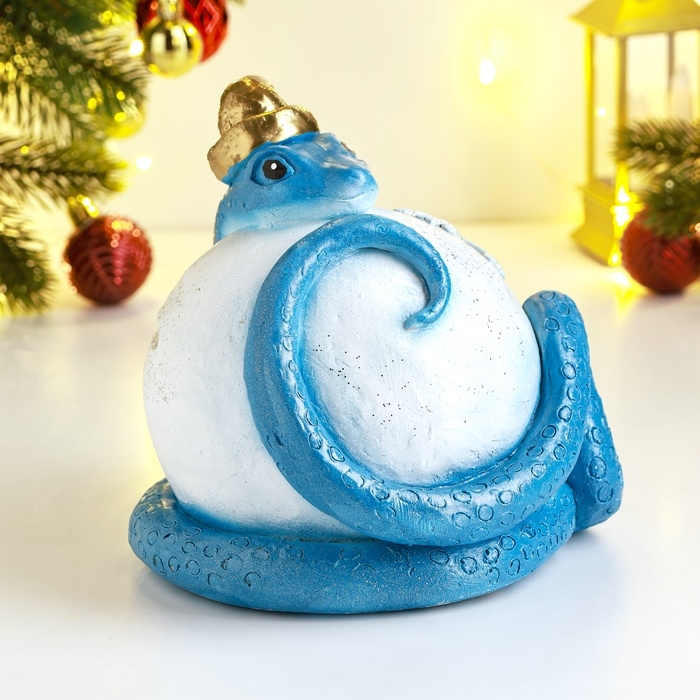 Новый год. Символ 2025. Копилка Новый год. Символ 2025. Копилка "Змея с шаром" 16х16х15см, синяя