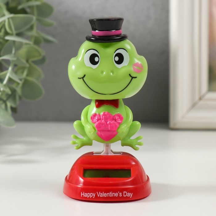 Маятник пластик от солнечной батареи Маятник пластик от солнечной батареи "Лягушонок с букетом роз в цилиндре" 5,2х6,1х10,5 см