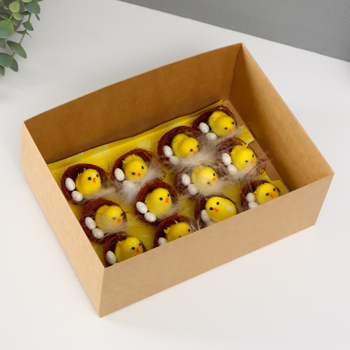 Сувенир пасхальный Сувенир пасхальный "Цыплёнок в гнёздышке с яичками" набор 12 шт 4х5х5 см