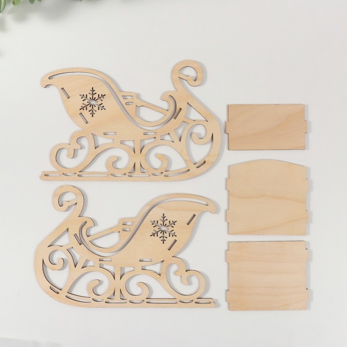 Шкатулка-сани  Шкатулка-сани "Узор и снежинка" 21х13,5х10 см (набор 5 деталей)