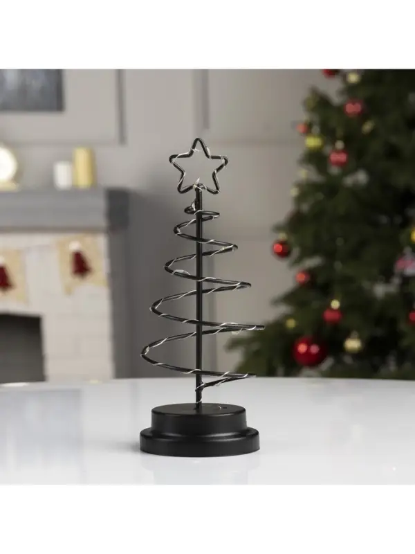 Светодиодная фигура &laquo;Ёлка чёрная&raquo; 12&times;25&times;12 см, металл, от батареек АААх3, свечение тёплое белое