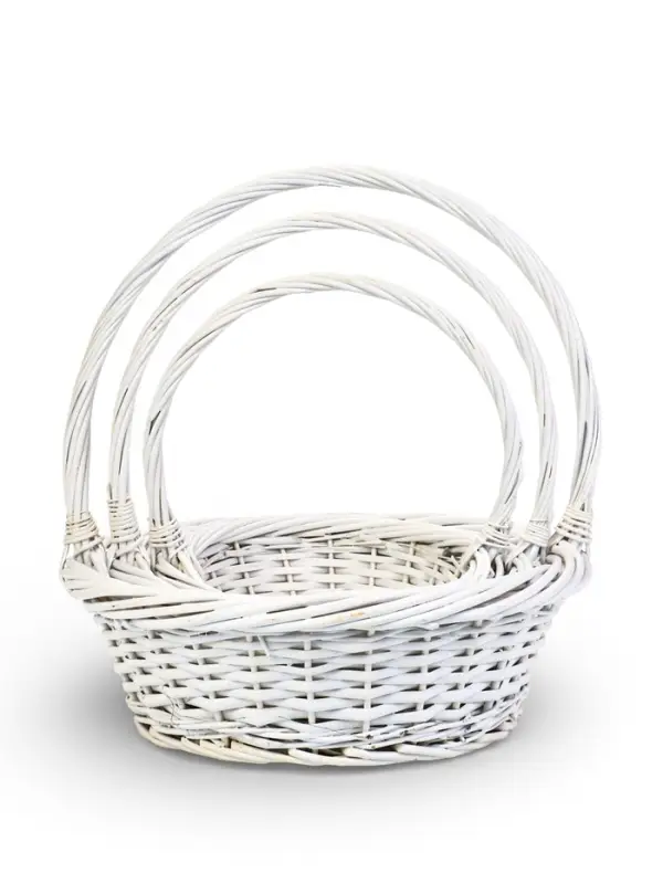 Набор корзин 3 шт ИВА 40x40x14 32х32x12 27х27x10 см ПЛЕТ ручка h=20/18/16 см