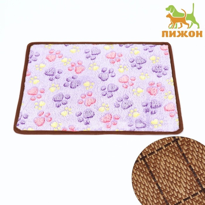 Коврик для отдыха животных, двусторонний (флис+ротанг), 40 х 30 см, сиреневый Коврик для отдыха животных, двусторонний (флис+ротанг), 40 х 30 см, сиреневый