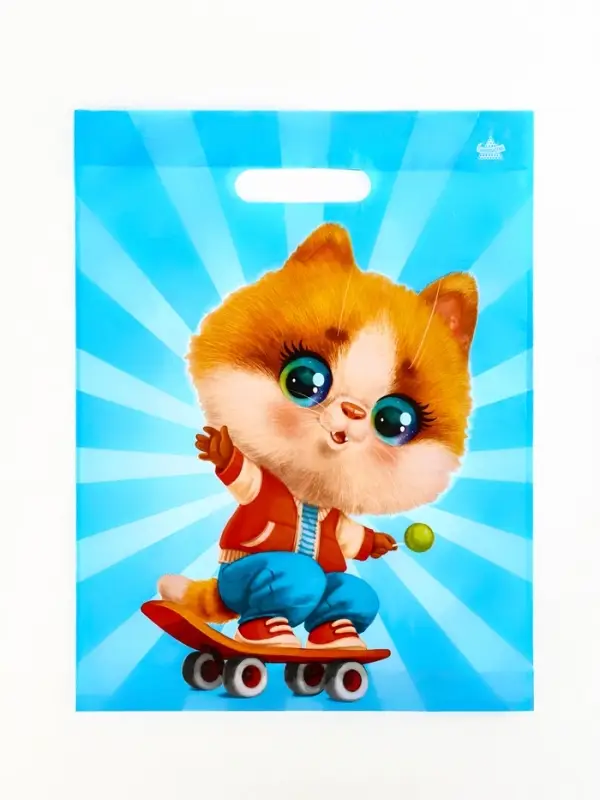 Пакет подарочный &laquo;Кот на спорте&raquo;, полиэтиленовый с вырубной ручкой, л 40&times;31 см, 60 мкм