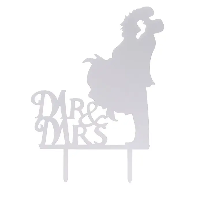 Топпер для торта Mr&Mrs, зеркальный, серебряный
