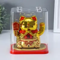 Маятник пластик от солнечной батареи "Золотой кот Манэки-нэко с домиком" 11,2х14,3х15,3 см   1096460