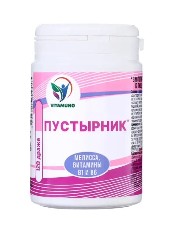 Пустырник Vitamuno, мелисса, витамины B1 и B6, 120 таблеток