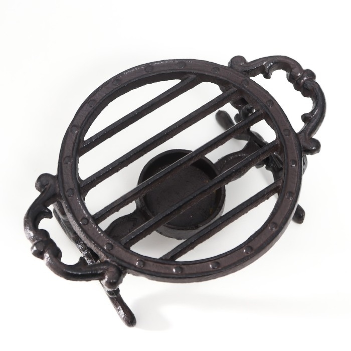 Подставка для греющей свечи на 1 свечу чугун Подставка для греющей свечи на 1 свечу чугун "Полоски" с ручками 7х18х13 см