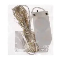 Гирлянда &laquo;Нить&raquo; 5 м роса, IP20, серебристая нить, 50 LED, батарейки CR2032&times;2 (в комплекте), свечение тёплое белое