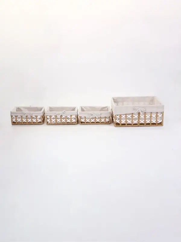 Корзины для хранения &laquo;Кантри&raquo;, набор 4 шт.: 3 шт. 20.5&times;13&times;8.5, 1 шт. 32&times;23&times;14 см, ручной работы, прямоугольные