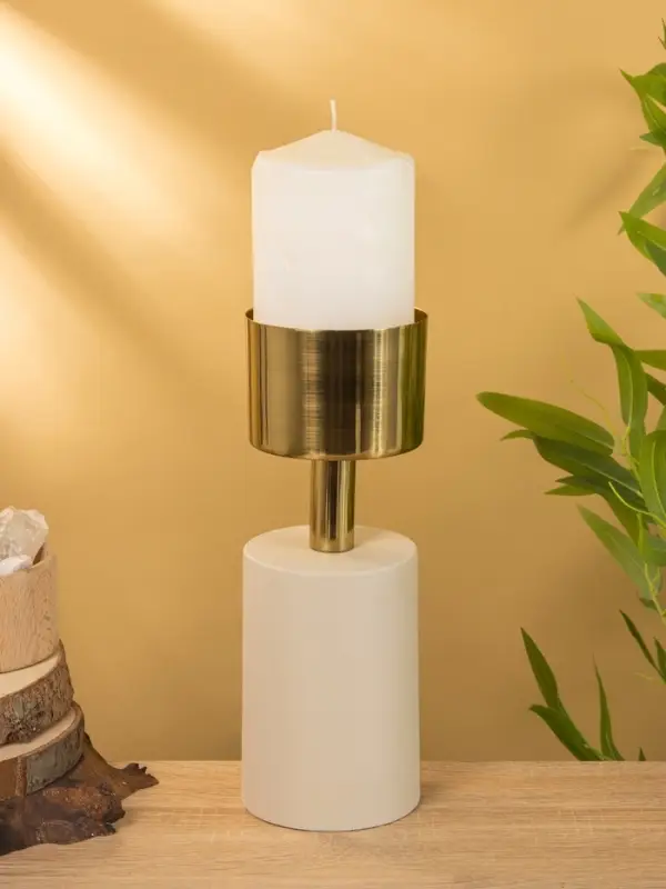 Подсвечник на 1 свечу "Кубок" фисташка с золотом 10х10х28,5 см