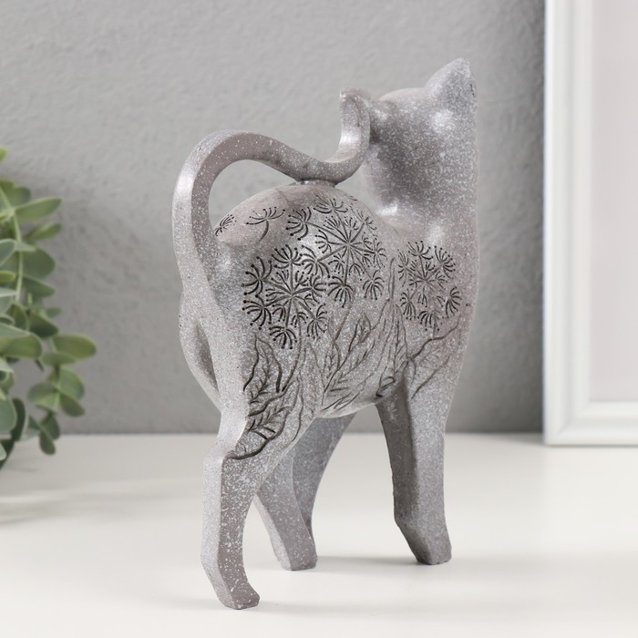 Сувенир полистоун Сувенир полистоун "Серая кошечка с узорами" 5,5х14х17,5 см