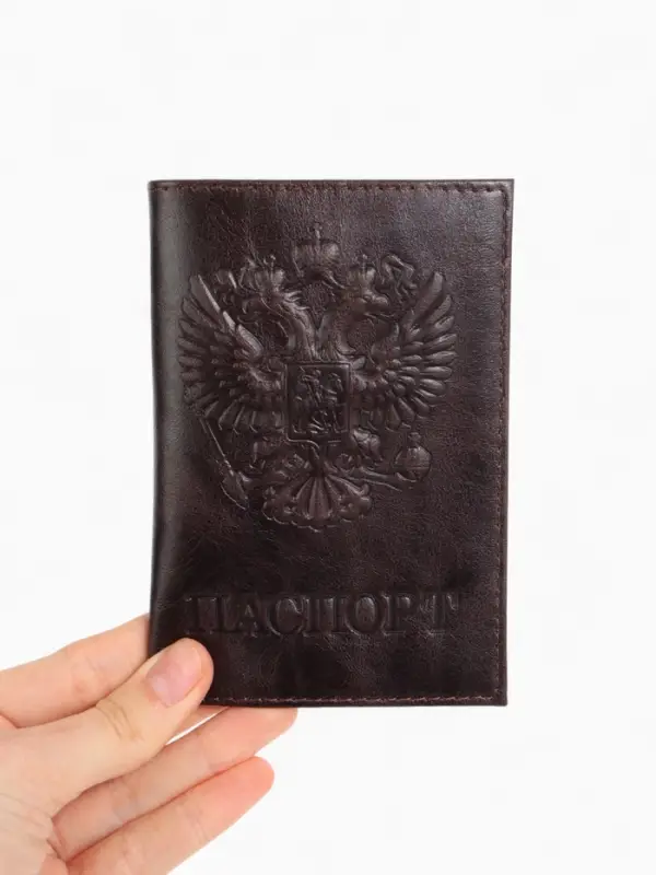 Обложка для паспорта, натуральная кожа пулл-ап, коричневая