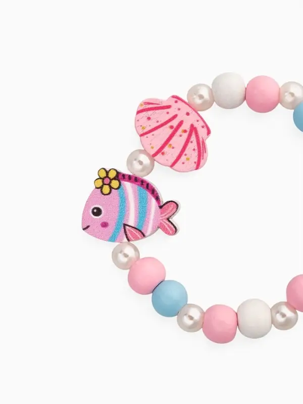 Браслет детский «Выбражулька» ракушка, рыбка, жемчуг, цвет голубо-розовый Браслет детский «Выбражулька» ракушка, рыбка, жемчуг, цвет голубо-розовый