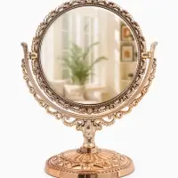 Зеркало декоративное, с увеличением х2, двустороннее, 13.8&times;17 см, (d=10 см), розовое