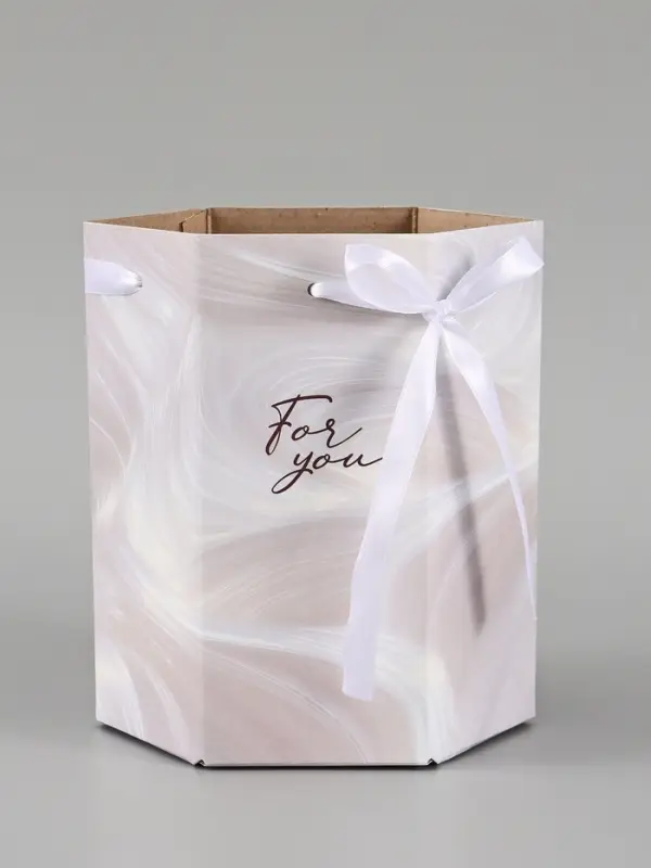 Коробка - переноска подарочная для цветов &laquo;Для тебя&raquo;, 17&times;14.8&times;19.5 см, шестигранник