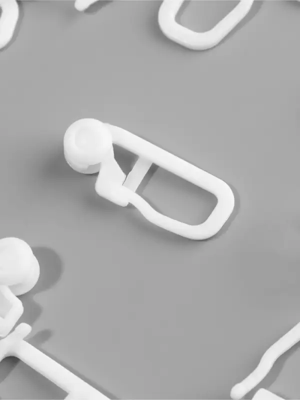 Крючок для штор, ролик с замком, 2.7&times;1.1 см, 20 шт., белый