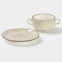 Бульонница с блюдцем Magistro Mediterana, 270 мл, фарфор, бежевая