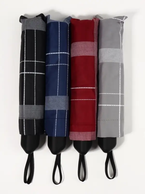 Зонт механический &laquo;Клетка&raquo;, эпонж, 4 сложения, 10 спиц, R=54/60 см, d=108 см, МИКС