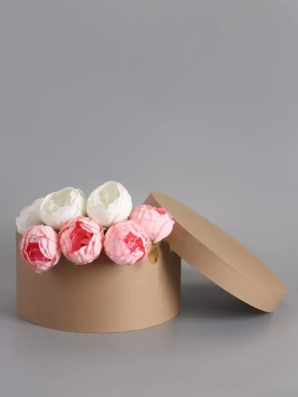 Коробка круглая подарочная, крафт, 30&times;15 см