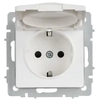 BRITE Розетка 1-местная с заземлением с защитными шторками и крышкой 16А IP44 РСбш10-3-44-БрАБ арктический белый IEK