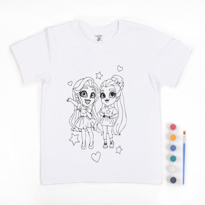 Набор для творчества Футболка-раскраска, «Подружки», размер 104 -110 см Набор для творчества Футболка-раскраска, «Подружки», размер 104 -110 см